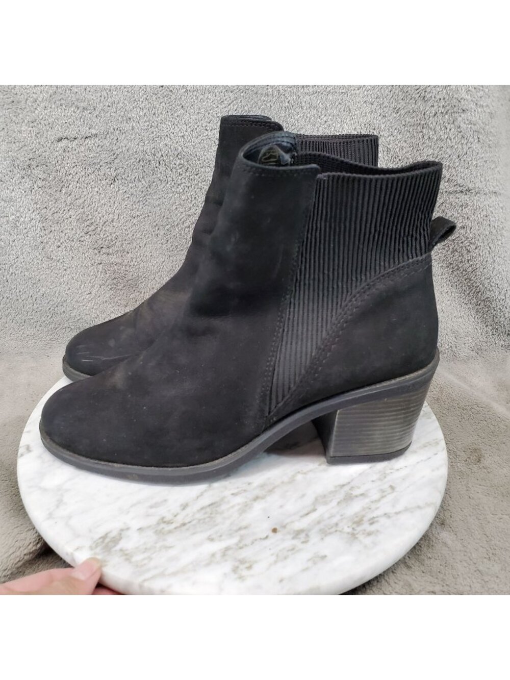 Aldo Shoes Womens Size 9 Black Nubuck Leather Boscara Chelsea Ankle Boots *Read*